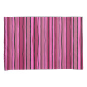 ビッグカラーポップ・アートのホットピンクとブラックストライプカラー 枕カバー (正面右)