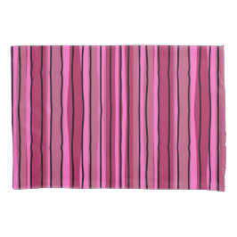 ビッグカラーポップ・アートのホットピンクとブラックストライプカラー 枕カバー