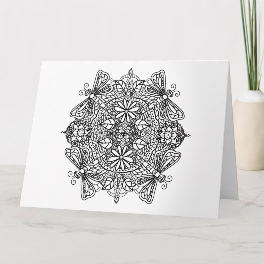 ビッグカラーミー誕生日カードトンボと花 カード (正面)