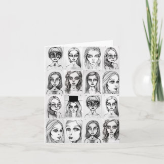 ビッグガールスケッチグリーティングカード カード