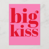 ビッグキス!赤モダンはっきりした – ホットピンクタイポグラフィ ポストカード (正面)