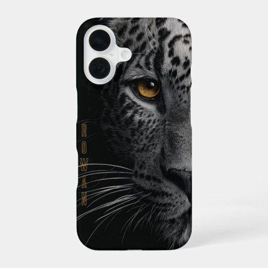 ビッグキャットの琥珀色の瞳 カスタマイズ可能 iPhone 16ケース (裏面)