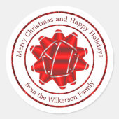 ビッグギフトボウアンドレッドグリッター ラウンドシール (正面)