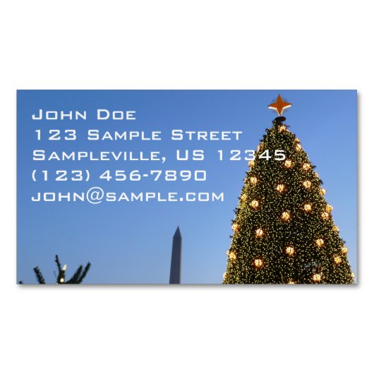 ビッグクリスマスツリーとリトルクリスマスツリーDCでの休日 マグネット名刺 (正面)