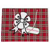 ビッグクリスマスボウレッドプレイドホリデー抱き枕 ラージペーパーバッグ (正面)