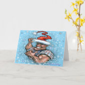 ビッグクリスマス小妖精や小人 カード (黄色い花)