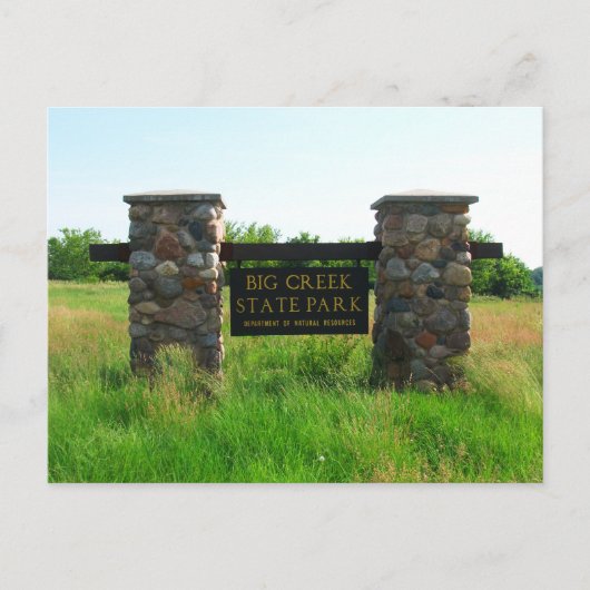 ビッグクリーク州パークエントランスサイン、ポークシティ、IA ポストカード (正面)