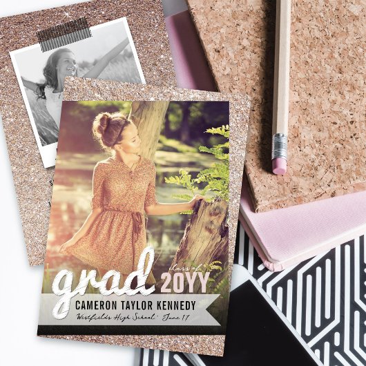 ビッググラッドスクライブズブロンズグリッター卒業パーティー 招待状