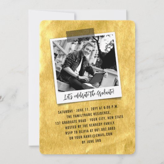 ビッググラッドスケッチ金箔写真卒業パーティー 招待状 (裏面)