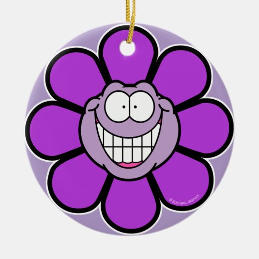 ビッググリニングパープルフラワーオーナメント セラミックオーナメント (正面)