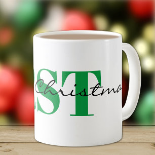 ビッググリーンモノグラムとメリークリスマスクラシック コーヒーマグカップ