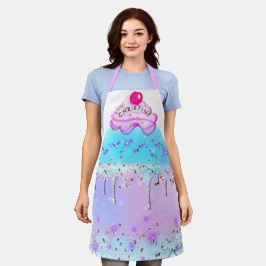 ビッグケーキエプロンの名前を追加 エプロン (着用した状態)