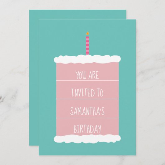 ビッグケーキ誕生日招待状 招待状 (正面/裏面)