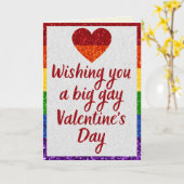 ビッグゲイデイLGBTプライドグリッターバレンタインカード カード (黄色い花)