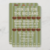 ビッグゲームボウルゲームグリーンサッカーフィールドパーティー 招待状 (正面/裏面)