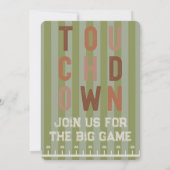 ビッグゲームボウルゲームグリーンサッカーフィールドパーティー 招待状 (裏面)