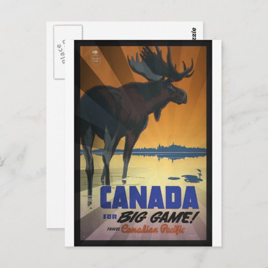 ビッグゲームヴィンテージ旅行ポスターのためのカナダ ポストカード (正面/裏面)