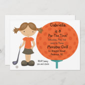 ビッグゴルフボールガールズパーティの招待状 招待状 (正面/裏面)