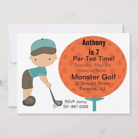 ビッグゴルフボールボーイズパーティの招待状 招待状 (正面)