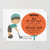 ビッグゴルフボールボーイズパーティの招待状 招待状 (正面/裏面)