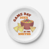 ビッグサッカーゲームテールゲートパーティーチップズチーズディップ ペーパープレート (正面)