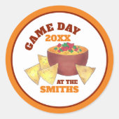 ビッグサッカーゲームテールゲートパーティーチップズチーズディップ ラウンドシール (正面)