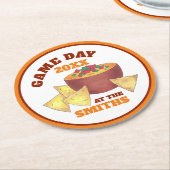 ビッグサッカーゲームテールゲートパーティーチップズチーズディップ ラウンドペーパーコースター (アングル)