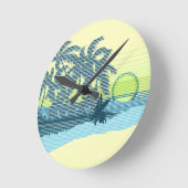 ビッグサンセットストライプハワイアンウォールクロック ラウンド壁時計 (傾斜)