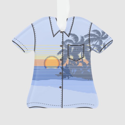 ビッグサンセットストライプハワイアンサーファーズアロハシャツ オーナメント (正面)