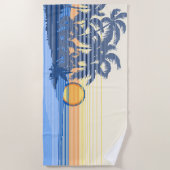 ビッグサンセットストライプハワイアンサーファーズブルー ビーチタオル (正面)