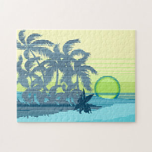 ビッグサンセットストライプハワイアンサーファー ジグソーパズル