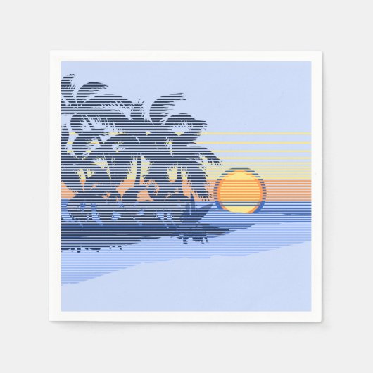 ビッグサンセットストライプハワイアンサーファー スタンダードカクテルナプキン (正面)