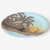 ビッグサンセットストライプハワイアンサーファー ペーパープレート (アングル)