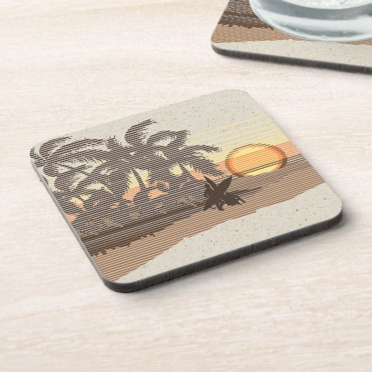 ビッグサンセットハワイアンティキバーコルクバックコースター コースター (左側)