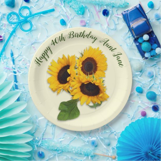 ビッグサンフラワーカスタムズ誕生日パーティー ペーパープレート (パーティー)