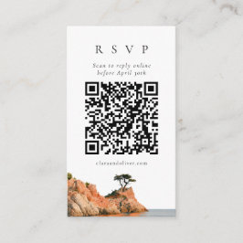ビッグサーのサイプレス コースト 水彩QRコード RSVPカード エンクロージャーカード