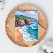 ビッグサー、カリフォルニアの水彩画の海の絵カード