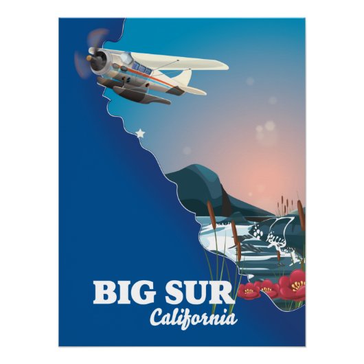 ビッグサー カリフォルニア地図 ポスター (正面)