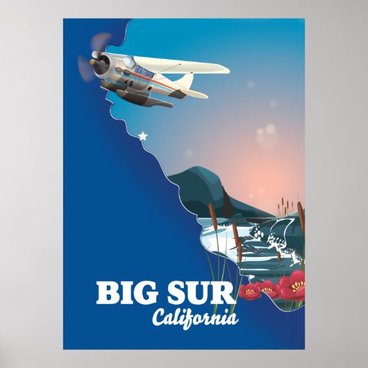 ビッグサー カリフォルニア地図 ポスター (正面)