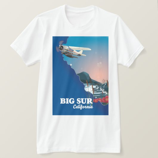 ビッグサー カリフォルニア地図 Tシャツ (デザイン正面)