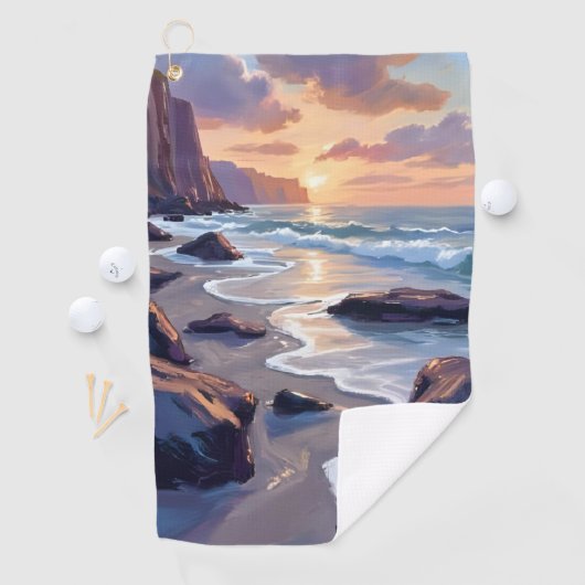 ビッグサー、カリフォルニア海岸の絵画 ゴルフタオル (インサイチュ)