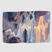 ビッグサー、カリフォルニア海岸の絵画 ゴルフタオル (横)