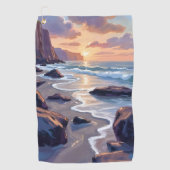 ビッグサー、カリフォルニア海岸の絵画 ゴルフタオル (正面)