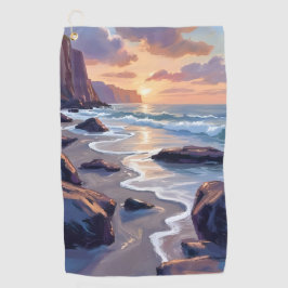 ビッグサー、カリフォルニア海岸の絵画 ゴルフタオル