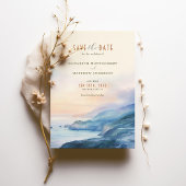 ビッグサー カリフォルニア サンセット 水彩 Save the Date 招待状