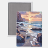 ビッグサー カリフォルニア 海岸の絵画 マグネット (正面/裏面)