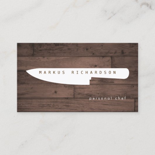 ビッグシェフナイフロゴパーソナルシェフ、ケータリングウッド 名刺 (正面)