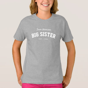 ビッグシスターおもしろいスポーティパーソナライズされたホワイト文字 Tシャツ