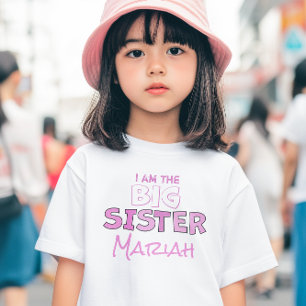 ビッグシスターかわいい女の子パーソナライズされたピンクカスタム ベビーTシャツ