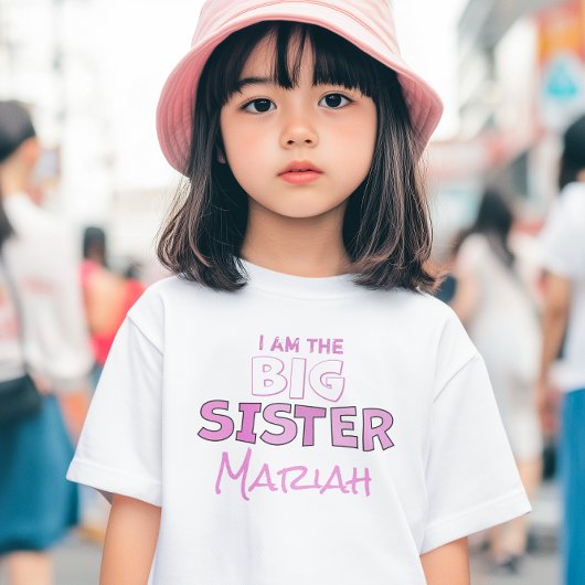 ビッグシスターかわいい女の子パーソナライズされたピンクカスタム ベビーTシャツ